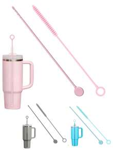 Silikonstrohhalm-Reinigungsbürste, wiederverwendbare Strohhalm-Reinigungsbürste mit biegsamem Stahlkern, extra lange weiche Flaschenbürste zum Reinigen von Glasstrohhalmen, zum Säubern von Spalten