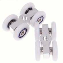 2pcs Hot Sliding Door Rollers, 4-Wheel Hanging Home Door Hardware Accessories - Silver - View 1