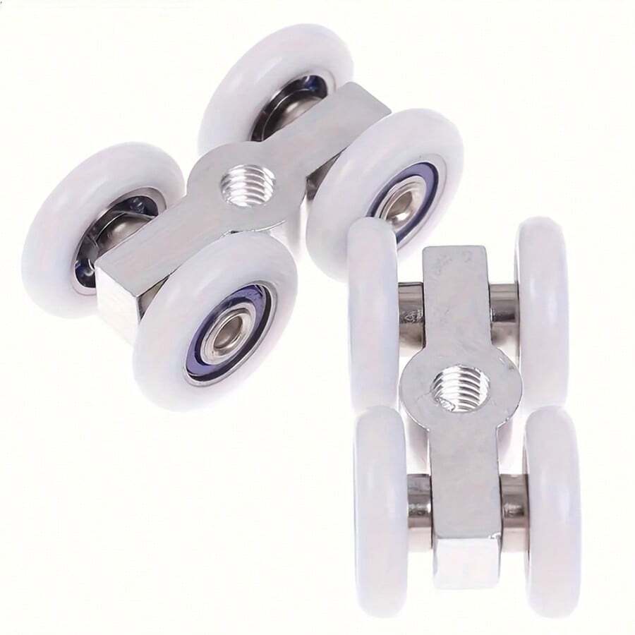 2pcs Hot Sliding Door Rollers, 4-Wheel Hanging Home Door Hardware Accessories - Silver - View 1