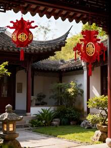 Chinese Lantern, Auspicious Red Lantern, Non-Woven Fabric New Year Festival Wedding Party Decoration, Pendant Home Decor, Traditional Chinese New Year Red Lantern Spring Festival Decoration Non-Woven Red Lantern With Tassel Party Supplies, Chinese Style Paper Lantern, DIY Red Hanging Paper Lantern With "Fu" Character, Suitable For Birthday, Wedding, Christmas, Home Decor And Party Decoration - Red - View 6