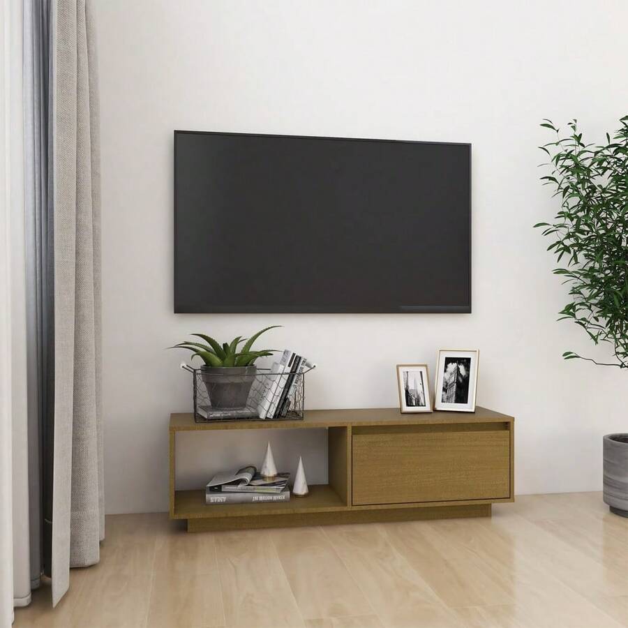 vidaXL TV-Möbel Honigbraun 110x30x33,5 cm Massives Kiefernholz