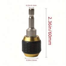 1/2 Bộ chuyển đổi mũi khoan chuôi lục giác thay đổi nhanh - Vừa vặn 1/4", Không cần nguồn điện, Kết cấu kim loại bền, Thiết kế đen và vàng, Thuận tiện cho các dự án cải thiện nhà cửa, Khoan thủ công | Bộ chuyển đổi chuôi lục giác | Kết cấu kim loại bền - Nhiều màu - Xem 4