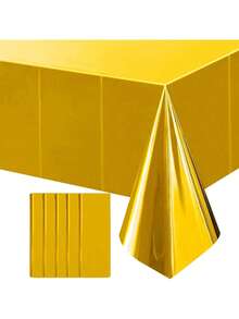 5 Stück metallische Folie einfarbige waschbare rechteckige Einweg-Tischdecke, geeignet für Geburtstag, Hochzeit, Party Dekoration