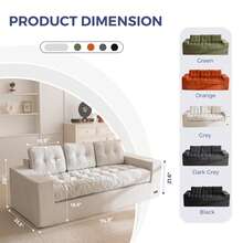 MAXYOYO 2/3 Seater Boneless Couch,Chenille Comfy Sofa With Extra Deep Seats For Living Room - Màu Xám nhạt - Xem 4