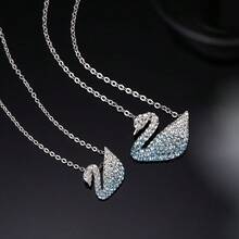 Dây chuyền pha lê giả giọt mưa SWAROVSKI MATRIX Dây chuyền xích xương đòn Quà tặng Giáng sinh cho nữ Quà tặng ngày lễ tình nhân Quà tặng lễ hội Qixi Quà tặng sinh nhật Quà tặng bạn gái - Màu xanh nhạt - Xem 10