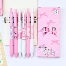 Capybara 6 Pcs Fashionable High-Quality Push Button Pens - 0.5mm Fine Point, Water-Based Ink, Plastic Material, Retractable Design - Suitable For School And Office Use Perfect For Back-To-School And Christmas Gifts