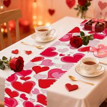 1/108 peças Slogan do Dia dos Namorados, Coração, Floral, Padrão Xadrez, Bandeira de Decoração de Mesa Impressa Digitalmente - 100% Poliéster, Decoração Sazonal para Casa, Cozinha e Sala de Jantar, Vários Tamanhos, Decoração Durável com Tema do Dia dos Namorados, Adequada para Reuniões Familiares, Festas e Celebrações de Feriados