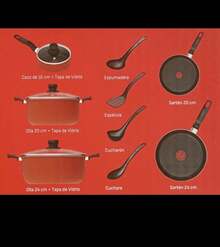 batería de cocina Tfal Xpert Chef 12 piezas, Fabricada con aluminio de alta durabilidad, asegura una distribución uniforme del calor, lo que resulta en cocciones precisas y eficientes - Rojo - Ver 2