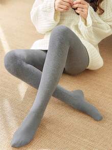 女士加厚保暖连裤袜，竖条纹设计，高弹羊毛混纺面料，修身显瘦，秋冬季休闲、办公、居家穿着保暖舒适