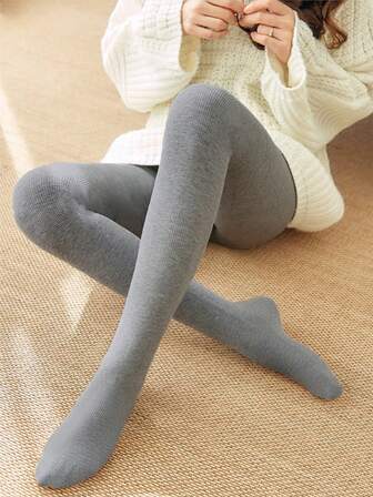 Women's Thick Thermal Lined Tights, Vertical Striped, High Elasticity Wool Blend, Slimming Fit, Warm For Autumn/Winter Casual, Office, Home Wear, Cozy