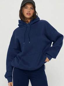 Áo hoodie/áo nỉ nữ LOVE JOYY dáng rộng, thời trang, đính đá lấp lánh. - Màu xanh hải quân - Xem 3