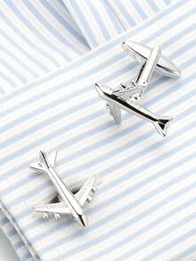战斗机形状袖扣，有趣的飞机设计袖扣，法式袖扣 - 飛機 - 查看 5
