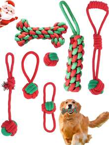 Christmas Dog Toys, Durable Rope Toys 7-Piece Set, Teething Cleaners For Puppies, Small, Medium, And Large Dogs.Durable Dog Chew Toys Are Made Of High Quality Cotton Rope, Tightly Woven Twine Makes Them Hard Wearing And Bite Resistant. - Multicolor - View 1
