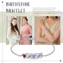 1pc Customized Heart-Shaped Women's Bracelet, Gold Bracelet, Mother's Day Gift, Gift For Her, Women's Jewelry, Gold Jewelry, DIY Jewelry, Women's Jewelry, Dual Birthstone Bracelet, Mother Daughter Bracelet, Anniversary Gift, Gift For Mom, Mother's Day Gift - Silver - View 6