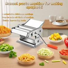 6-Setting Adjustable Thickness Stainless Steel Manual Pasta Maker, Suitable For Spaghetti, Fettuccine, And Lasagna Noodles - Multicolor - View 2