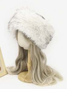 1pc Fashionable Faux Rabbit Fur Warm Topless Headband Hat - Multicolor - View 18