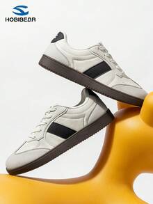 HOBIBEAR Men's Sneakers, Fashion Casual Breathable Soft-Sole Gym Shoes, Wide Toe Box, Unisex - Beige - View 2