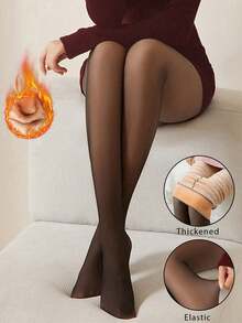 1pc 220g/80g Thickened Thermal Pantyhose Stockings For Women, High Elasticity, Translucent, High Waist, Tights For Autumn And Winter, Cozy - Black - View 3