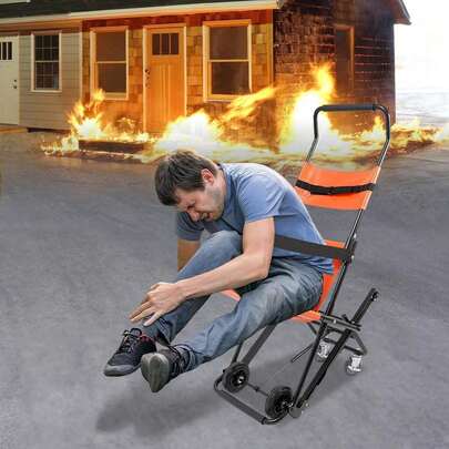 Manual Transport Stair Chair Withstands 180kg, Portable Folding Stair Chair For Daily Transfer, Folding Evacuation Chair To Assist Moving Elderly, Foldable Stair Stretcher To Go Down Stairs