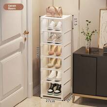 1pc Single Row Shoe Rack, Multi-Layered Storage Space Saving Shoe Cabinet, Can Be Freely Assembled, Suitable For Bedrooms, Living Rooms, And School Dormitories. - White - View 5