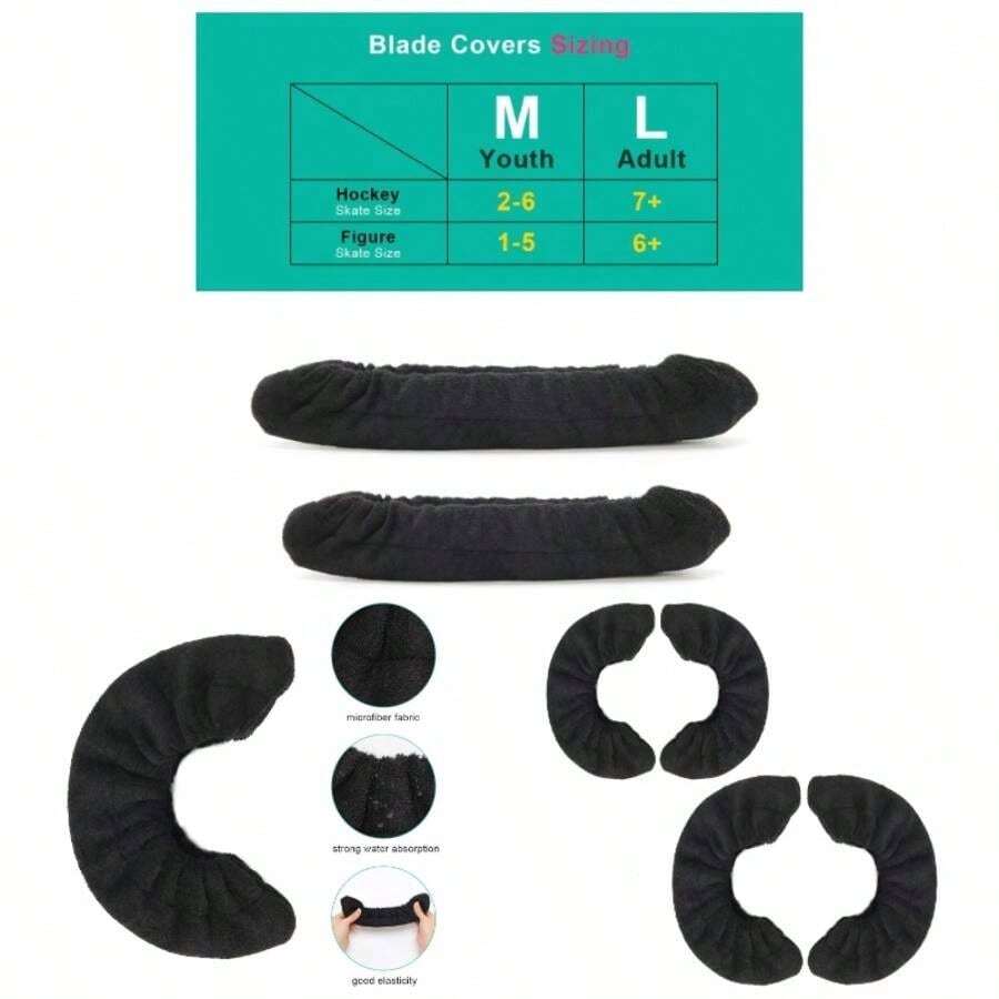 Skate Blade Covers, Sports Blade Cover Skate Blade Protector Hockey Skates, Figure Skates And Skates, Black - Black + Large - View 1