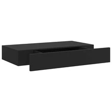 Estantería Flotante de Pared Larryhot con Cajón Negro 48x25x8 cm, Adaptable a múltiples estancias (entrada, baño, despacho), estructura robusta, fácil de montar, ideal para almacenaje y decoración - Negro - Ver 2
