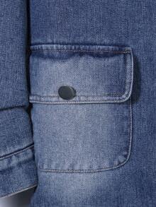 男童休闲浅色牛仔夹克，适合秋冬户外穿着 - 淺色水洗藍 - 查看 6