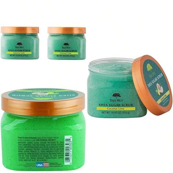 TREE HUT, Tropical Mango Shea Sugar Scrub, Exfoliante Corporal de Azúcar Natural con Manteca de Karité y Esencia de Mango, Exfolia e Hidrata la Piel, 510 gramos(Lima de coco (paquete de 2))