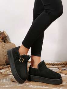 Fall/Winter New Fashionable Cute Buckle Snow Boots For Women,Fur Boots - Black - View 4