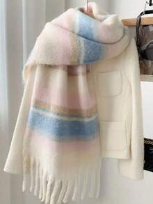 1 件优雅男士针织流苏围巾 - 舒适、防风、保暖，适合秋冬季 | 男女皆宜的理想节日礼物，冬季