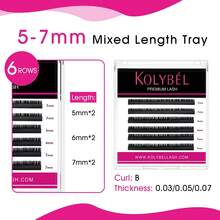 KOLYBEL Bottom Lash Extension 0.03 B Curl 5-7mm Mixed Length Tray Black Premium Eyelash Extensions Soft Under Lower Eyelash Extension Salon Use (Bottom,0.03-B-5-7mm) - Nâu nhạt-D-0.07 - Xem 7