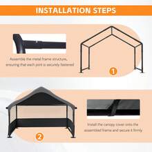 Extra Large Outdoor Dog House Tent With 3-Sided Mesh Windows, Breathable Sun Rain Cover Pet Shelter With Canopy And Ground Stakes For Dogs, Cats, Livestock – 4' X 4' X 3.3', Gray - Xám - Xem 6