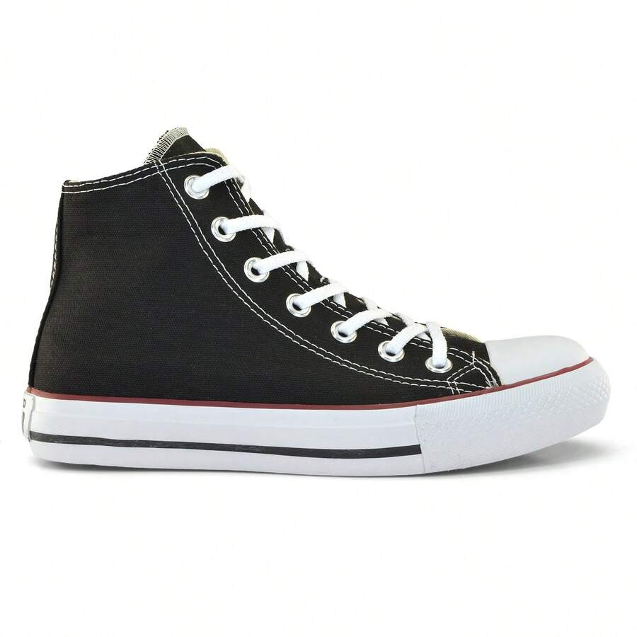 Women's And Men's Unisex High Top Casual Traditional Sneakers Promotion Immediate Shipping - 黑色 - 查看 1