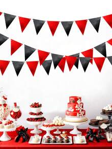 Bộ 16 cờ tam giác màu đỏ và đen bóng, thích hợp trang trí cho tiệc sinh nhật, đám cưới, tiệc độc thân, kỷ niệm, lễ tốt nghiệp. - Đỏ + Đen - Xem 2