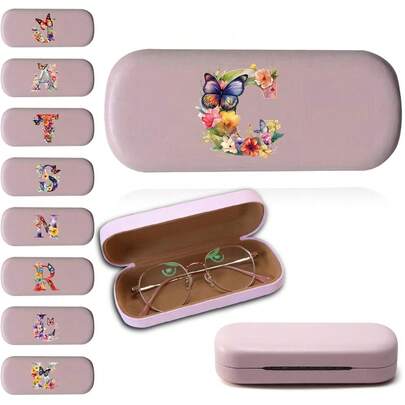 Pu Leather Eyewear Storage Case Magnetic Closure Spectacle Storage Case Protective Flip-Top Design Dustproof & Shockproof Travel Accessories Halloween & Christmas Gift Butterfly Letter Letters Patter