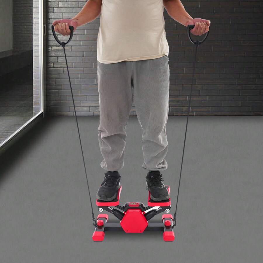 Portable Pedal Exerciser Foot Pedal Exercise Machine With Pull Ropes - red and black - View 1