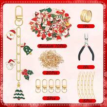 42/62 piezas Kit de fabricación de llaveros de Navidad DIY, Llaveros personalizados DIY para mujeres, Fabricación de joyas artesanales, Incluye colgantes de aleación de zinc al azar, Llaveros, Cadenas de extensión, Anillas y alicates de joyería, Accesorios de joyería DIY creativos, Adecuado para regalos navideños