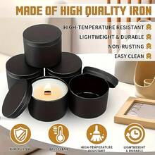 Bộ lọ đựng nến đen 47 món, lọ đựng nến mờ 4 oz có nắp, thích hợp để làm nến, trang trí nhà cửa, đồ thủ công DIY và đựng đồ nhỏ, bao gồm 6 lọ đựng nến rỗng, 6 giá đỡ bấc, 15 bấc nến và 20 miếng dán. - màu đen - Xem 3