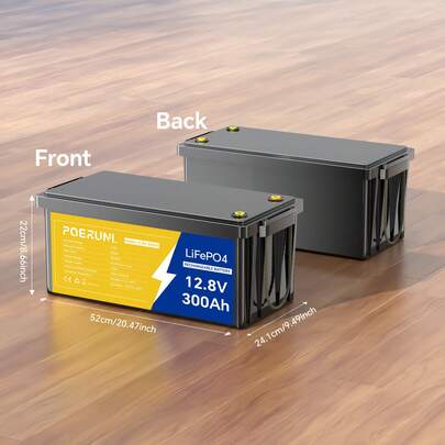 12V 300Ah LiFePO4 Deep Cycle Battery - 3840Wh For Solar, RV, Marine, Off-Grid Applications, 2000+ Cycles