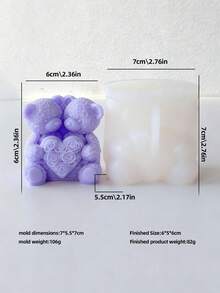 1个玫瑰熊蜡烛模具，DIY玫瑰花手工蜡模，陶瓷/石膏蜡烛制作套装，适用于婚礼装饰、烛光晚餐、情人节/生日手工礼物、DIY、粘土工具、手工艺品、情侣用品 - 白色 - 查看 11