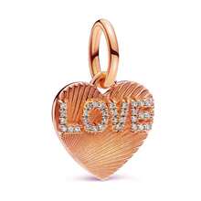 1pc Rose Gold Plated Beaded Pendant, Styles Include Heart, Ginkgo Leaf, Key, Travel, Snowflake, Etc. Suitable For Customizing Existing Bracelets And Necklaces With DIY Decoration. - Rose Gold - View 8
