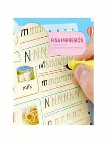 4 piezas empotrado tablero duro pluma práctica post,cuaderno reutilizable de ejercicios de escritura 3d ,con símbolos matemáticos y letras en inglés regalo educativo para niños para - Blanco y Negro - Ver 3