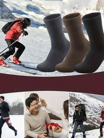 男女通用保暖滑雪袜，适合冬季运动、徒步旅行和送礼
