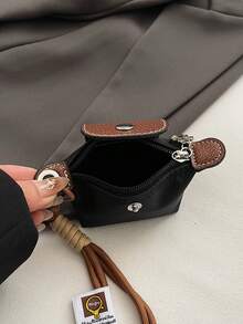 Túi đeo chéo mini bằng da PU bạch kim thời trang mới cho nữ, túi đeo chéo mini, móc khóa đa năng, túi đeo chéo mini, túi đeo chéo mini, móc khóa, quà tặng cho điện thoại, mặt dây chuyền điện thoại - màu đen - Xem 8