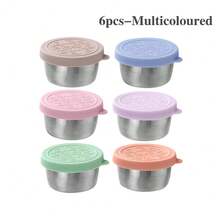 Small Leakproof 3/6x1.6oz Reusable Stainless Steel Salad Dressing Containers With Lids - For Lunch Boxes, Sauce Containers, Picnics, Travel Meal Prep And Kitchen Storage - Multicolor - View 17