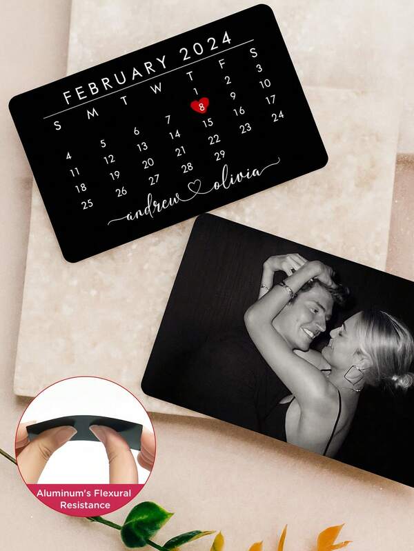 Personalizowane karty ze stopu aluminium ze zdjęciami i tekstem, personalizowane karty do portfela, druk dwustronny, personalizowane zdjęcia i daty, długotrwałe użytkowanie bez zginania i zużycia, idealne jako prezent pamiątkowy dla noworodka, pamiątki ślubne, dla par, na Walentynki, Boże Narodzenie, Nowy Rok, dla ojców, mężów, zakochanych, modne akcesoria do portfela