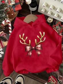 YOKASA Capucha con estampado de Navidad con bolsillo de canguro con cordón con forro térmico.Sudadera con capucha navideña,Sudadera con capucha informal y versátil para mujer,Sudadera con capucha con estampado navideño,Decorada con estampado gráfico,Perfecta para el día a día y para otoño/invierno1 pcs,250g Pure Heavy,100% Polyester - Rojo-YH1427 - Ver 2
