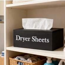 1 pieza Soporte de madera para hojas de secadora de ropa - Contenedor para hojas suavizantes, Contenedor rústico para hojas de secadora con tapa con bisagras y gancho, Dispensador de hojas de secadora para organización y decoración del cuarto de lavado