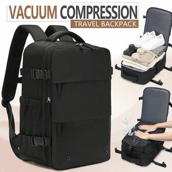 LONNKE Ryanair Approved Vacuum Compression Travel Bag - 15.75x7.87x9.84 Inch Large Capacity Backpack With 2 Compartments, Nylon Material, Multiple Colors (Black, Brown, Blue, Green) Suitable For Men & Women, Hiking Backpack, Airplane Approved Carry-On, Travel Bag, Minimalist Design, Durable Structure