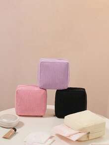 Sanitary Napkin Storage Bag, Corduroy Sanitary Napkin Storage Bag, Multi-Functional Storage Bag, Portable Storage Bag, Makeup Lipstick Bag, Large Capacity Can Accommodate Sanitary Napkins, Pads And Tampons, School Supplies Storage Bag, Coin Purse, Pencil Bag, Girls Cash Bag, Cosmetics Storage, A Must-Have For Girls, A Good Choice For Going Out Make Up Bag - Multicolor - View 4